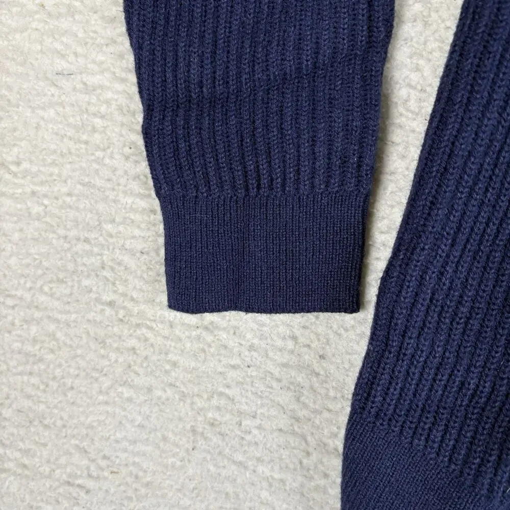 Vintage Haband Lions Den Sweater Mens XL Blue Ribbed Wool Blend Corduory Henley